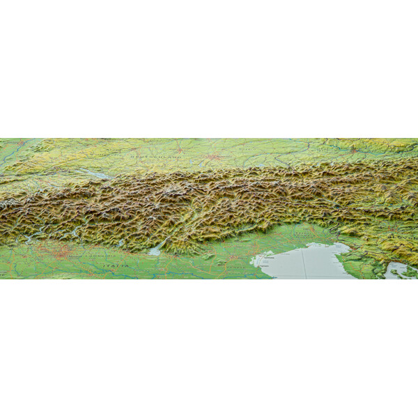 Georelief Mapa regional Large 3D relief map of the Alps (in German)