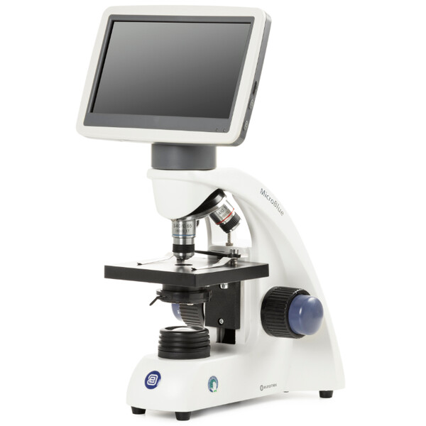 Euromex Microscópio MicroBlue, MB.1001-LCD, 5.6 inch LCD Bildschirm, Achr. 4/10/S40x Objektive, DIN 35mm perf., 40x - 400x, LED, 1W, einfacher Objekttisch