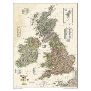 National Geographic mapa estilo antigo Ilha Britânica e Irlanda