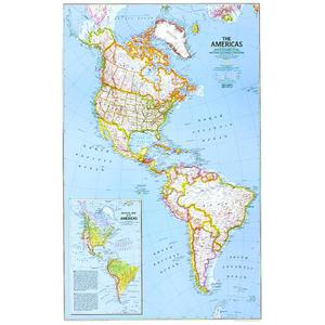National Geographic mapa de continente Américas do Sul e Norte, políticas