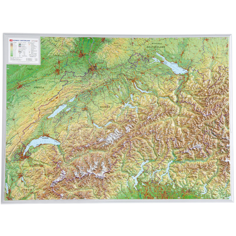 Georelief Mapa Large 3D relief map of Switzerland (in German)