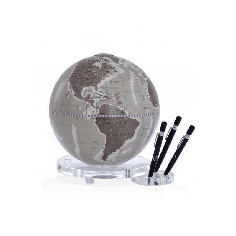 Zoffoli Globo desk globe Balance warm grey with pen holder 22cm