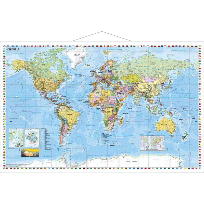 Stiefel Mapa mundial Political map of the world, with metal strip (in German)