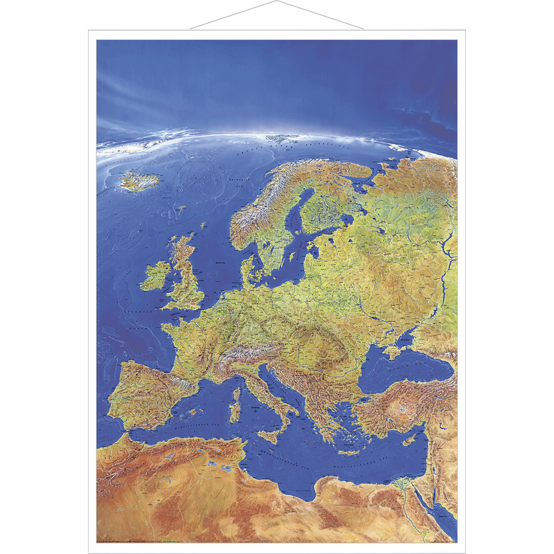 Stiefel mapa de continente Panoramic map of Europe with metal strip