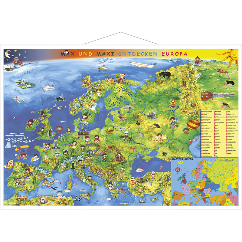 Stiefel Mapa para crianças Junior map of Europe (in German) with metal strip