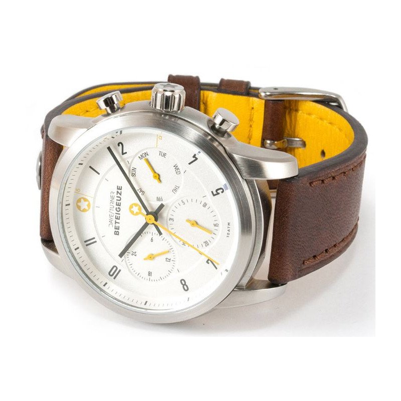 DayeTurner Relógio BETELGEUZE men's analogue silver watch - dark brown leather strap