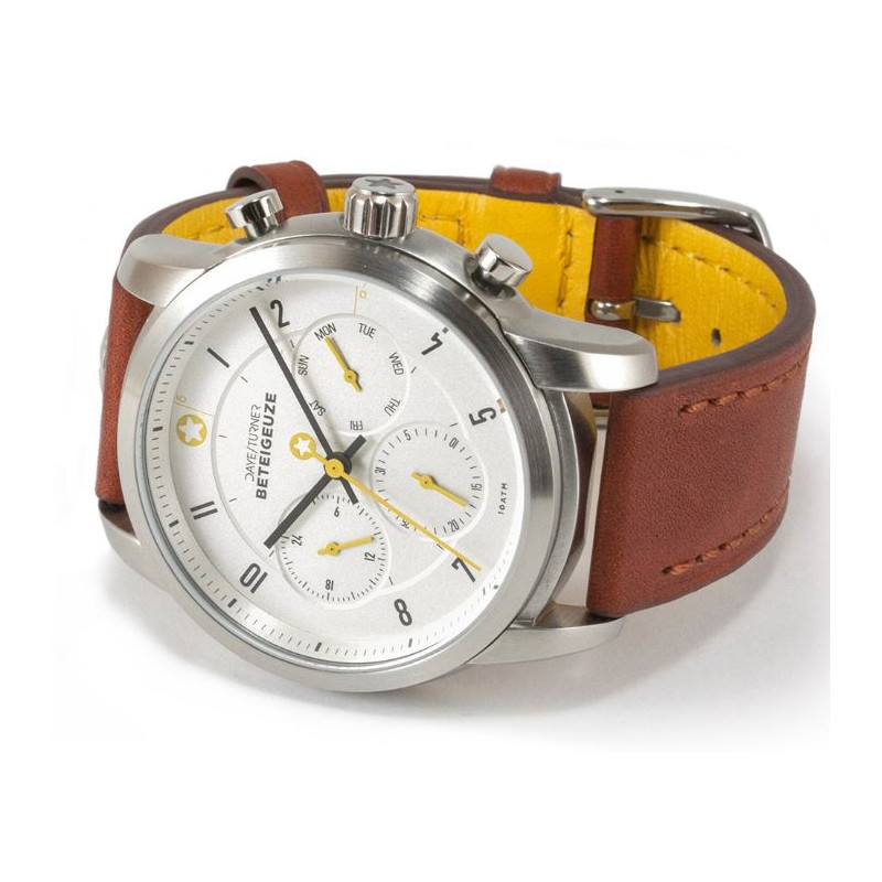 DayeTurner Relógio BETELGEUZE men's analogue watch, silver - light brown leather strap