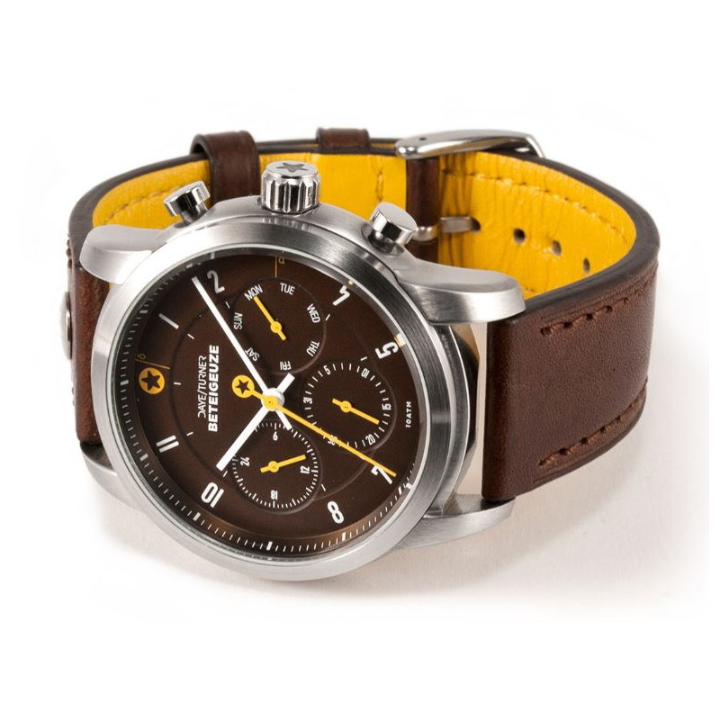 DayeTurner Relógio BETELGEUZE men's silver-brown analogue watch - dark brown leather strap