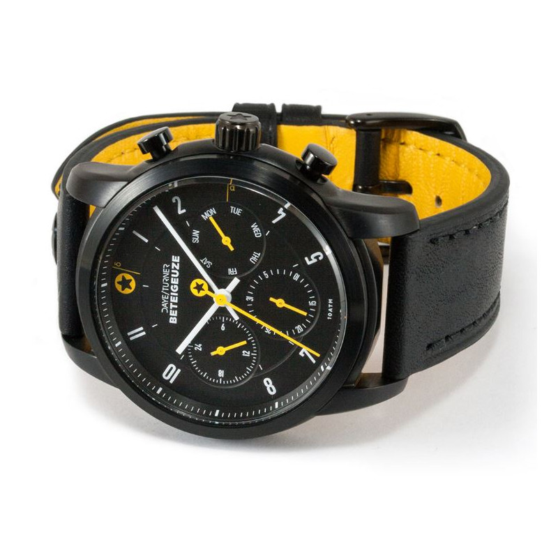 DayeTurner Relógio BETELGEUZE black men's analogue watch, black leather strap