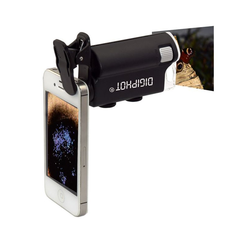 DIGIPHOT Microscópio PM-6001 pocket microscope, Smartphone clip, 60X-100X