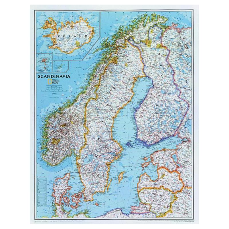National Geographic Mapa regional Escandinávia