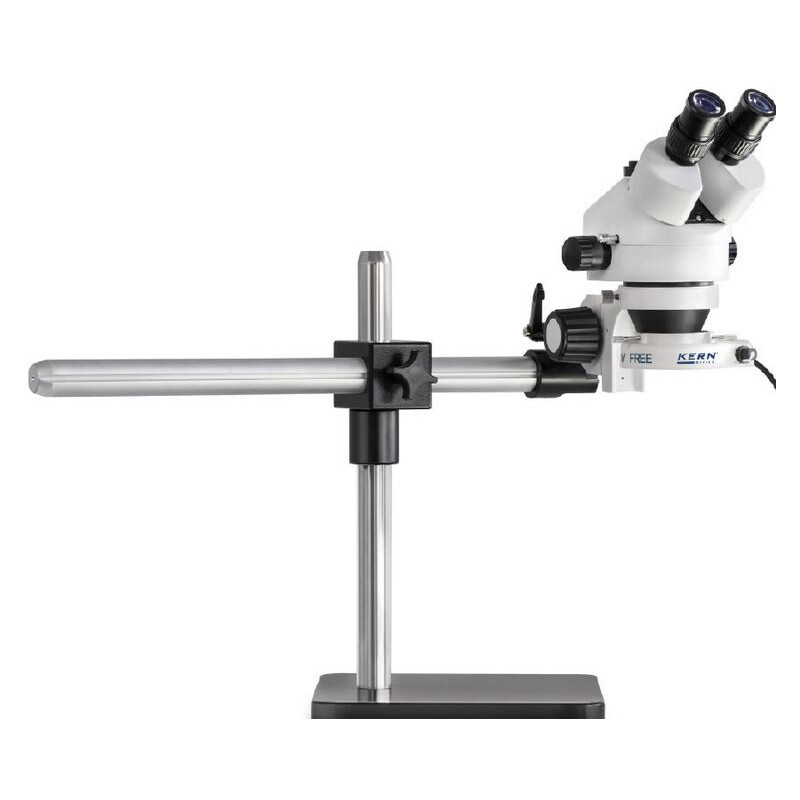 Kern Microscópio estéreo zoom OZL 963, trino, 0,7-4,5x, Teleskoparm-Stativ, Platte, LED-Ringl.