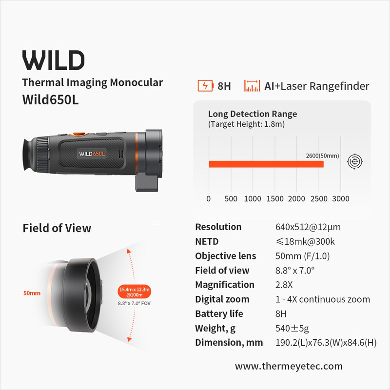 ThermTec Câmara térmica Wild 650L Laser Rangefinder