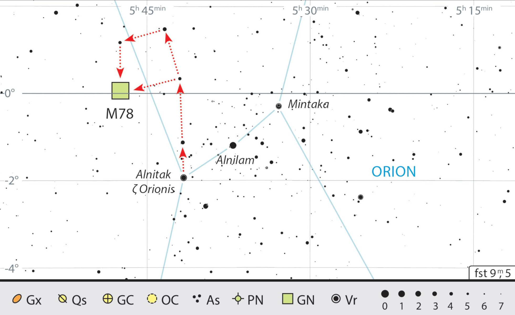 Mapa de procura para M 78 em Oríon. J. Scholten