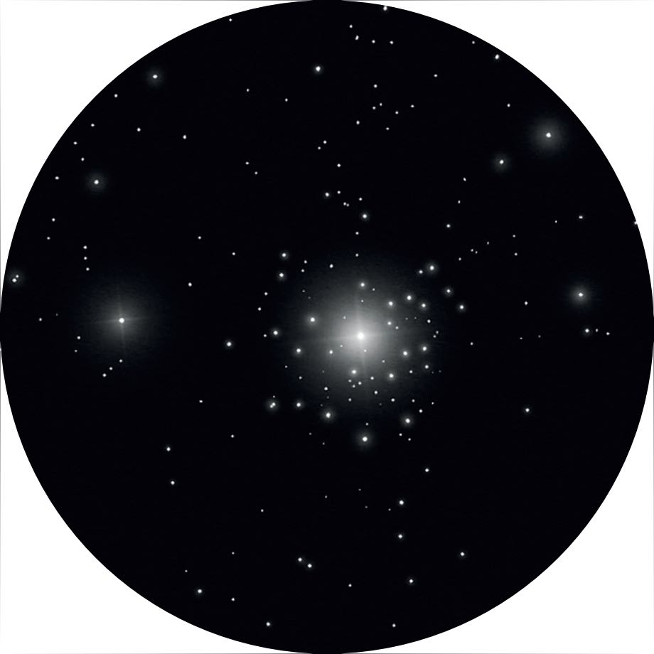 Desenho de NGC 2362 com um telescópio de 16 polegadas, com uma ampliação de 138–400 vezes. Anna Ebeling 