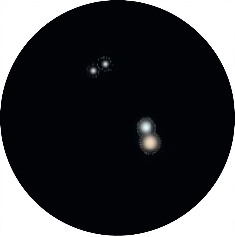 Desenho de ν Scorpii no telescópio. D. Blane 