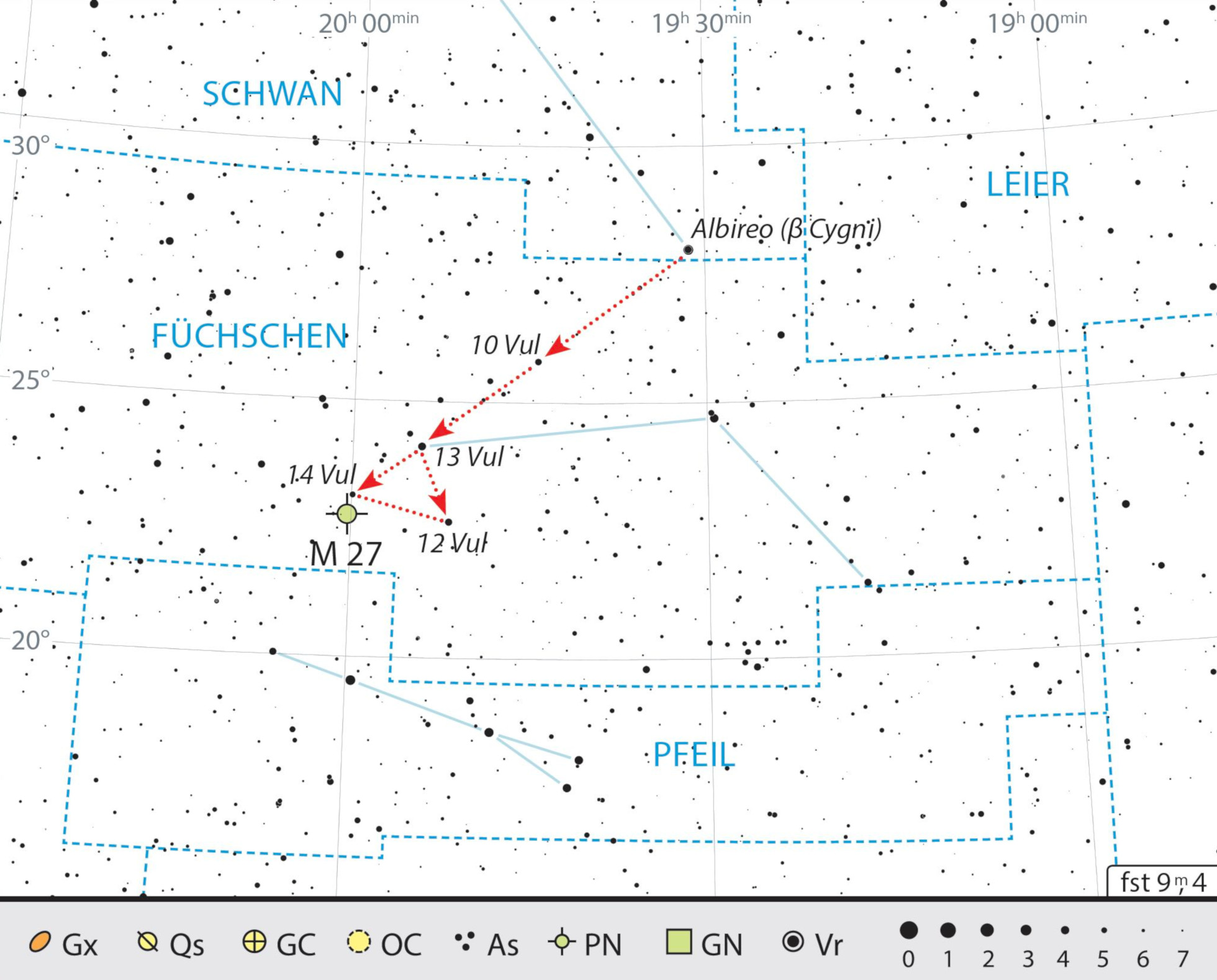 Mapa de procura para Messier 27. J. Scholten 