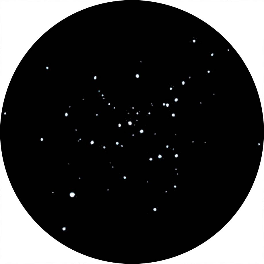 Desenho da Messier 41 com um telescópio newtoniano de 8 polegadas com uma
ampliação de 40 vezes. Michael Vlasov