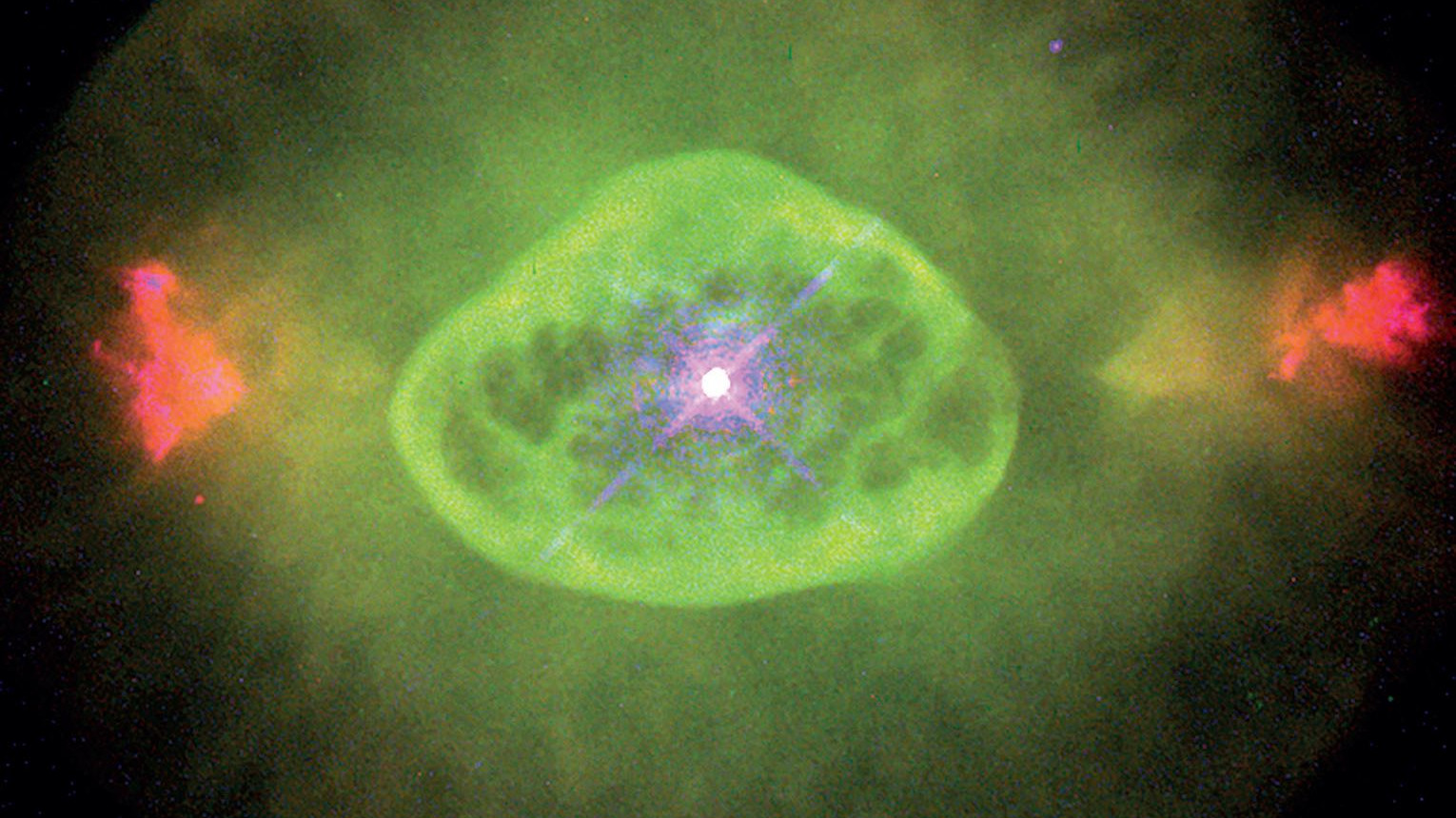 A nebulosa planetária intermitente NGC 6826, vista pelo Hubble. B. Balick (University of Washington), J. Alexander (University of Washington), A. Hajian (U.S. Naval Observatory), Y. Terzian (Cornell University). M. Perinotto (Universidade de Florença), P. Patriarchi (Observatório Arcetri) e NASA/ESA 
