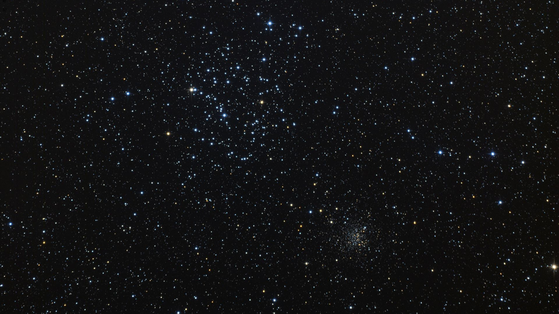 M 35 é o destaque do passeio binocular em Gémeos. O aglomerado estelar NGC 2158 pode ser visto apenas no telescópio. Marcus Degenkolbe 