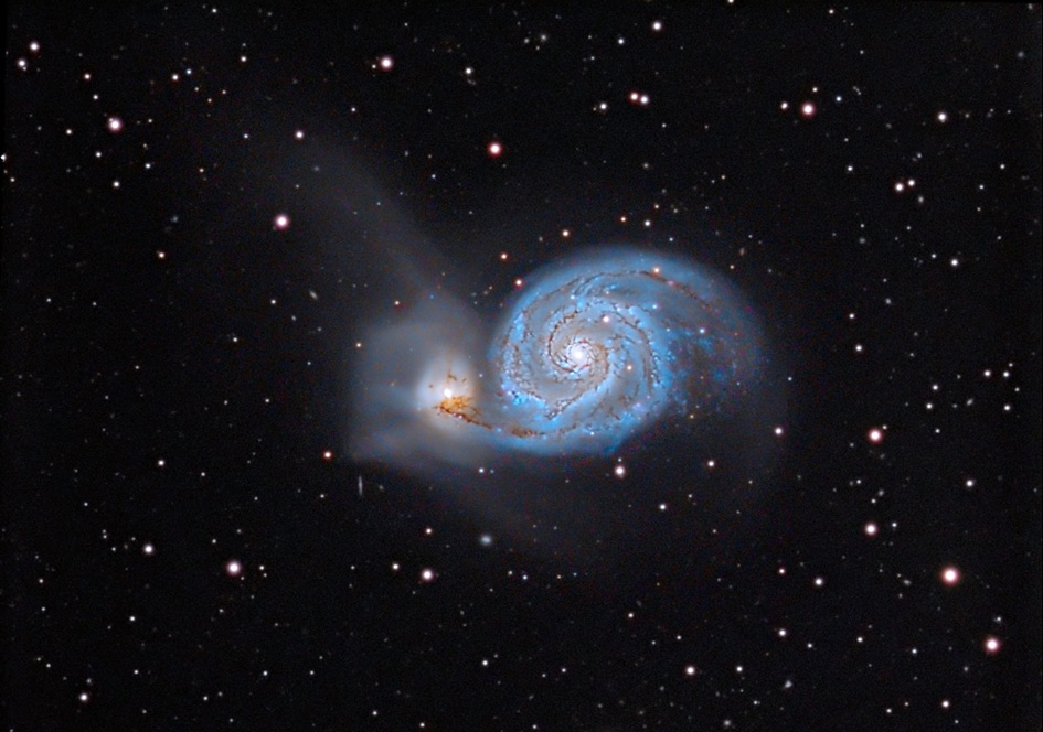 A Galáxia do Redemoinho na constelação Canes Venatici, numa fotografia rica em detalhes (JF Calvo Z36 Cancelada, Espanha)