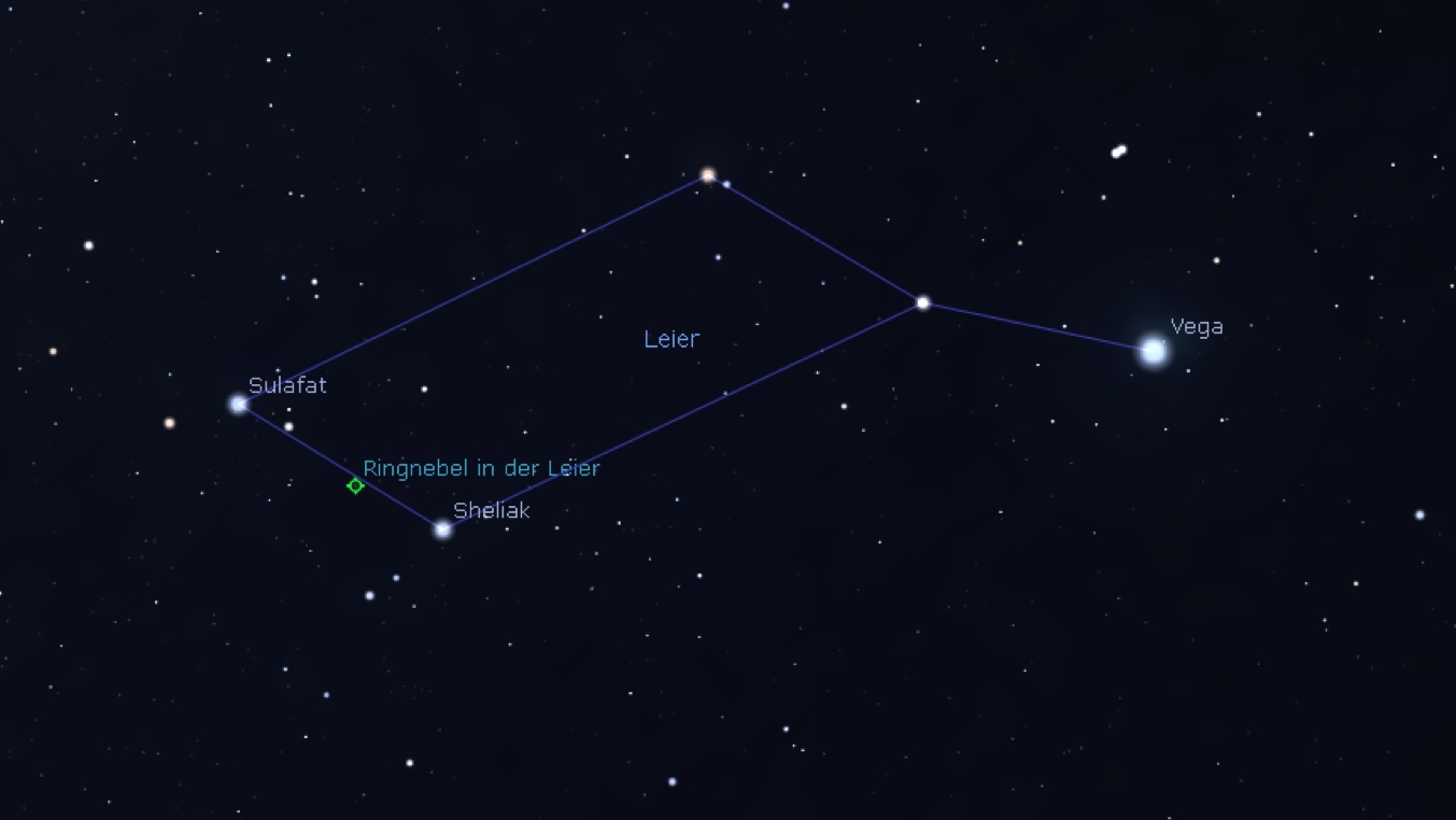 Mapa de procura para a Nebulosa do Anel, Stellarium