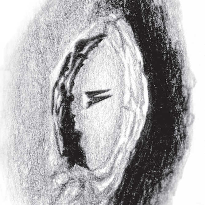 Desenho de Langrenus: a cordilheira projeta duas longas sombras para fundo da cratera quando o sol se encontra numa altura plana. Lambert Spix