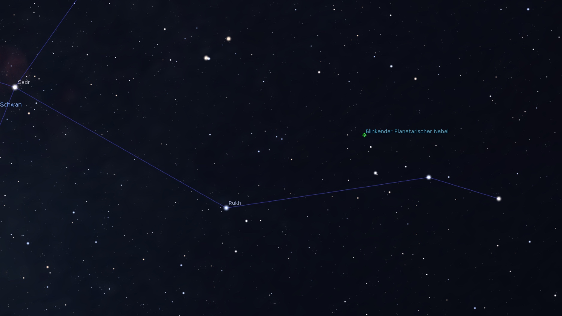 Mapa de procura para a nebulosa planetária intermitente, Stellarium