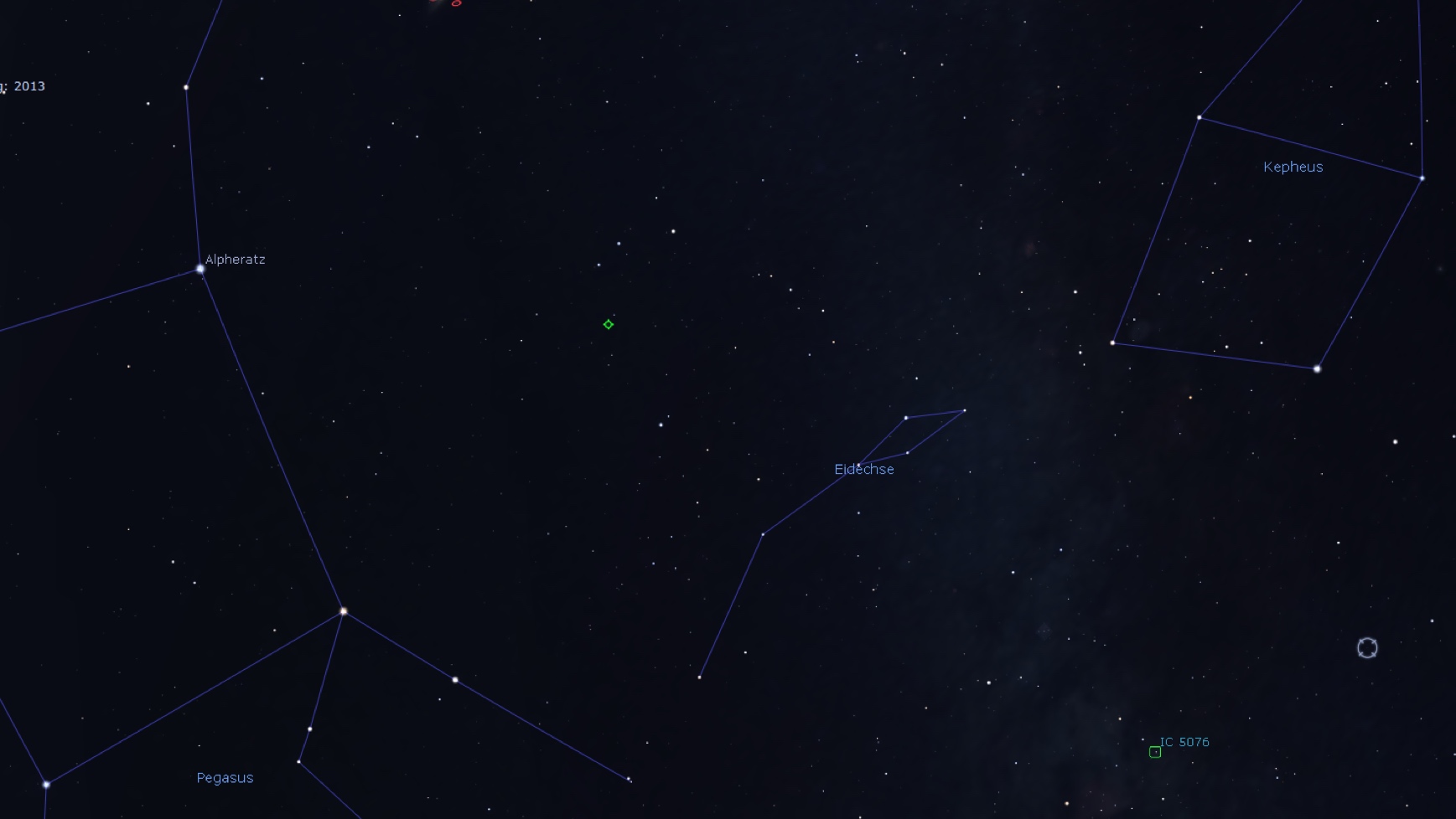 Mapa de procura para a Blue Snowball, Stellarium 