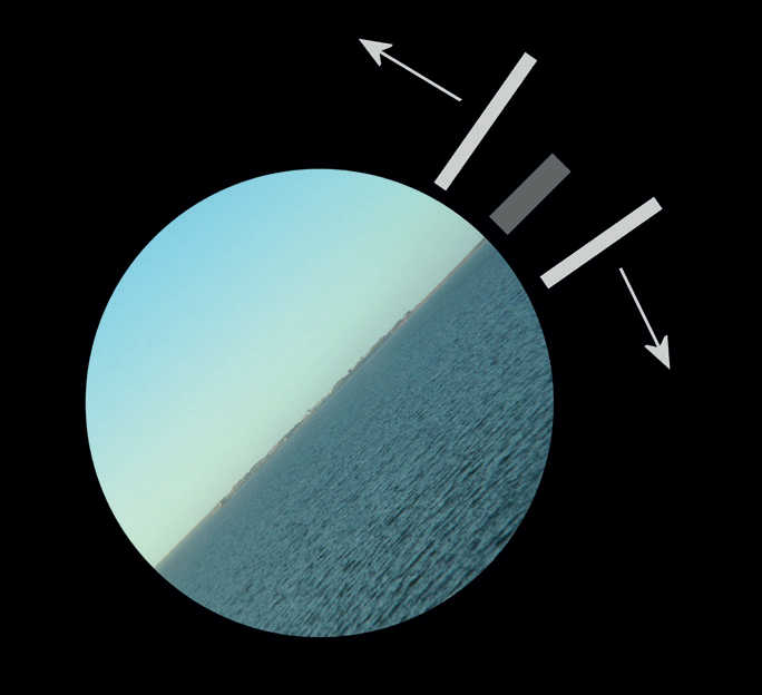 Se, ao olharmos pela ocular, for possível reconhecer o horizonte, o parafuso do ponto zero pode ser alinhado em função do mesmo. Os dois parafusos de ajuste são ajustados simetricamente. P. Oden