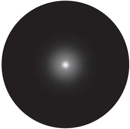 Desenho do enxame globular M 15 num telescópio com uma abertura de 60 mm, ampliação de 100 vezes. L. Spix