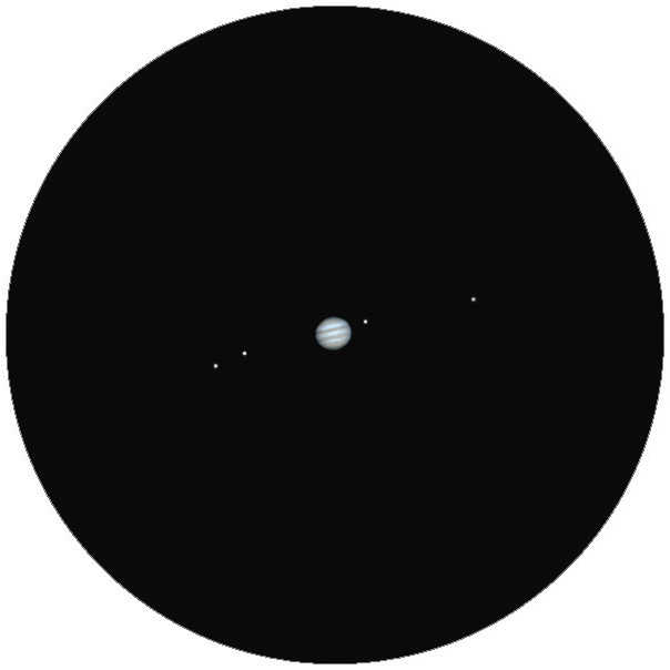 Júpiter no telescópio com uma abertura de 70 mm (simulação). Lambert Spix