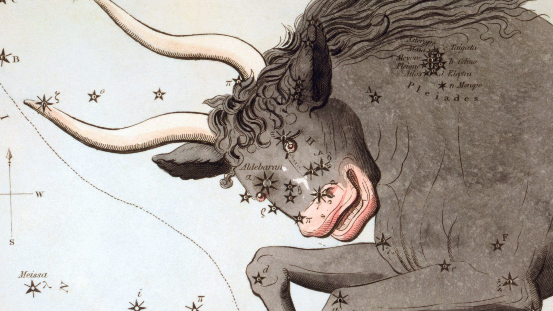 Enquanto os antigos mapas celestes mostram um impressionante touro, no céu noturno normalmente só o seu olho, duas pontas de chifres e dois aglomerados estelares são visíveis a olho nu. 
