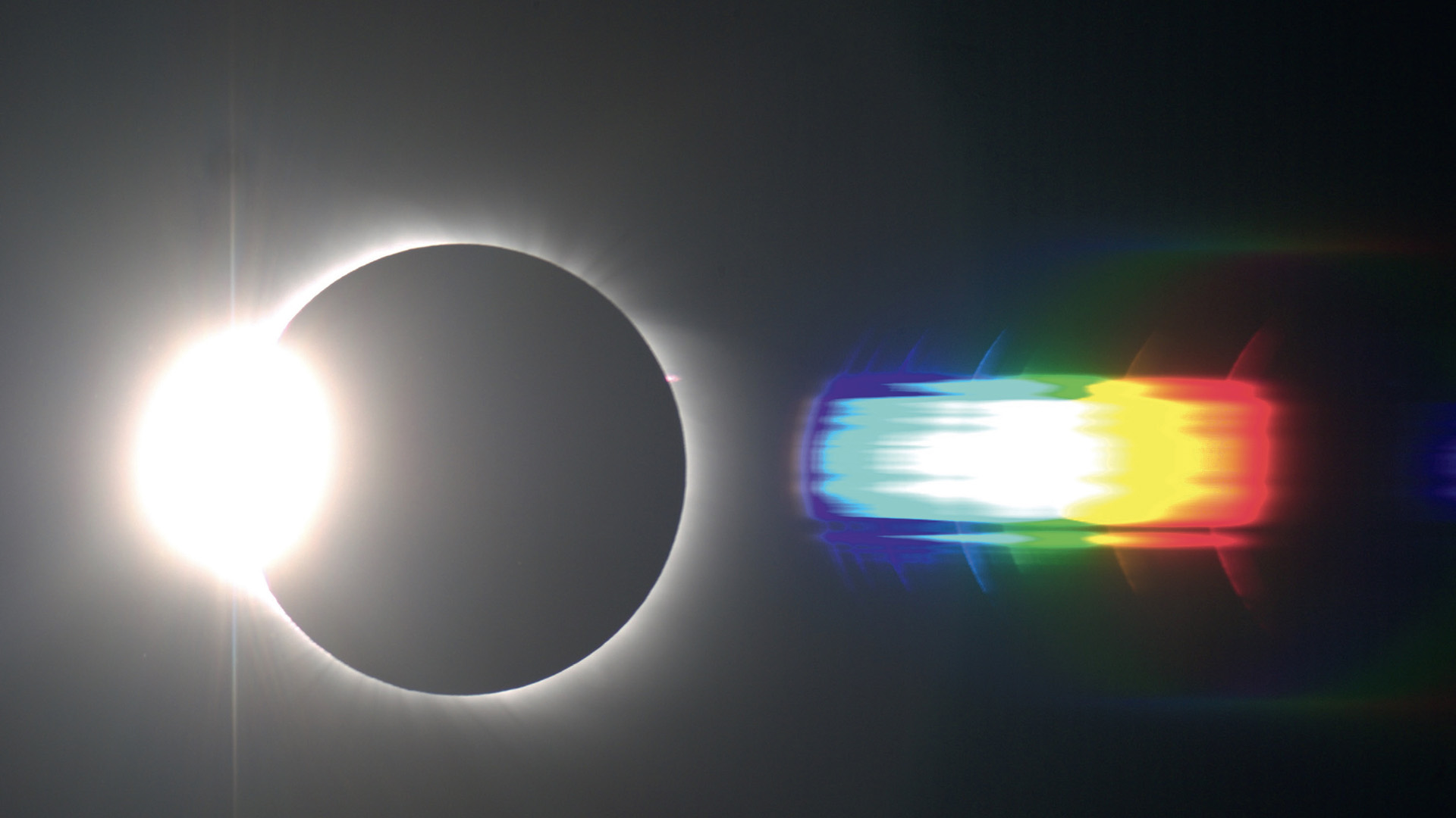 O espetro flash do eclipse solar total de 01.08.2008. As linhas de emissão mais proeminentes são identificáveis e marcadas. Bernd Gährken