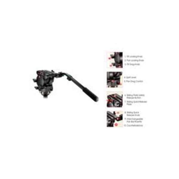 Manfrotto 526 Inclinador de video a fluido profissional com meia esf[éra de 100mm e 357PLV