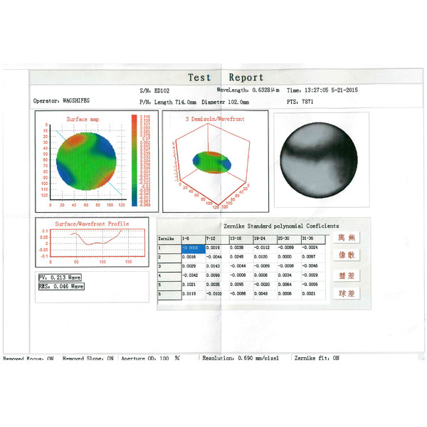 Omegon Refrator apocromático Pro APO AP 102/714 ED Triplet OTA