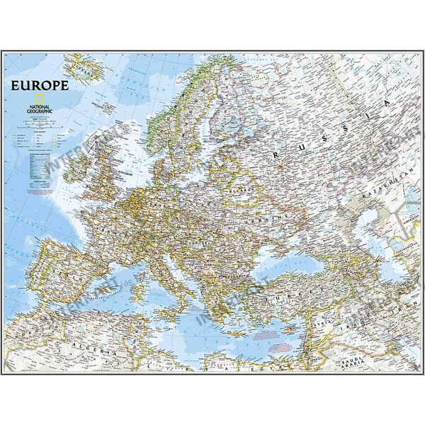 National Geographic mapa de continente Europa política, laminado