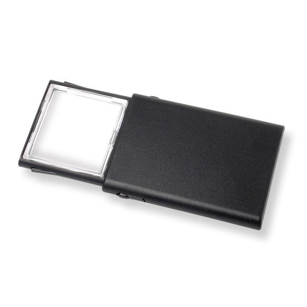 Carson Lupa LED LumiPop™ lente de aumento de 2x de deslizar aberta