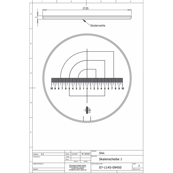 Schweizer Escala 1 para lentes de aumento com pé Tech-Line