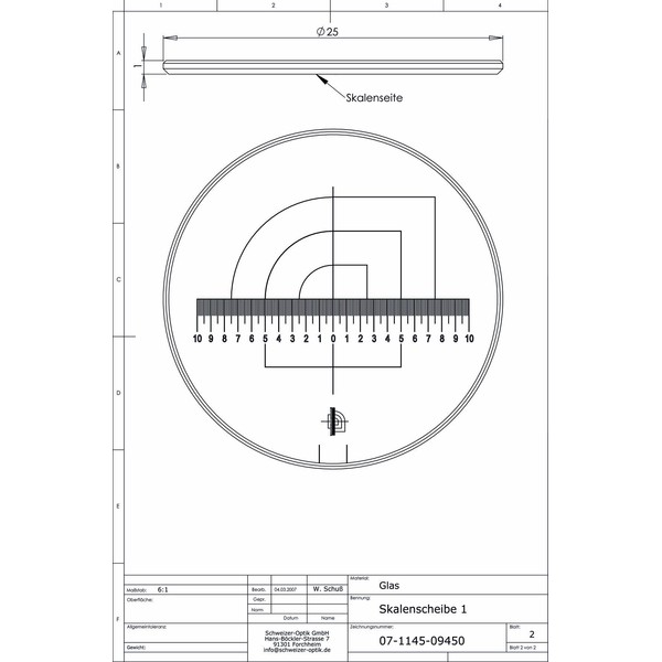 Schweizer Lupa Escala 1 para lentes de aumento com pé Tech-Line