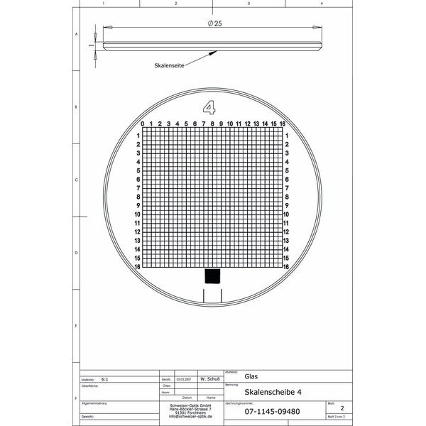 Schweizer Lupa Escala 4 para lentes de aumento com pé Tech-Line