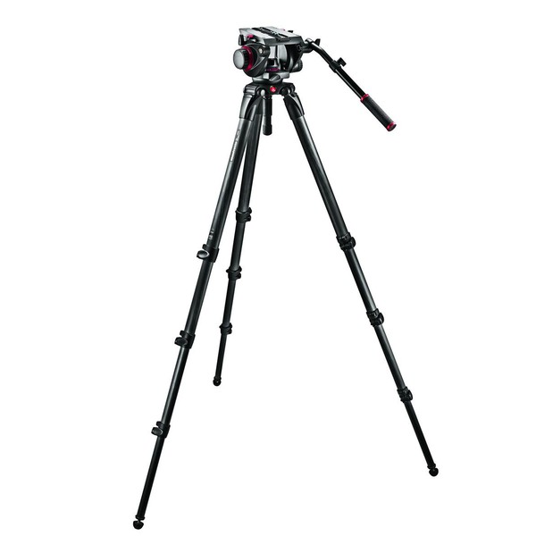 Manfrotto Conjunto de tripé com inclinador para video a fluido Pro 509HD e sistema de tripé de um tubo 536 com extensor central