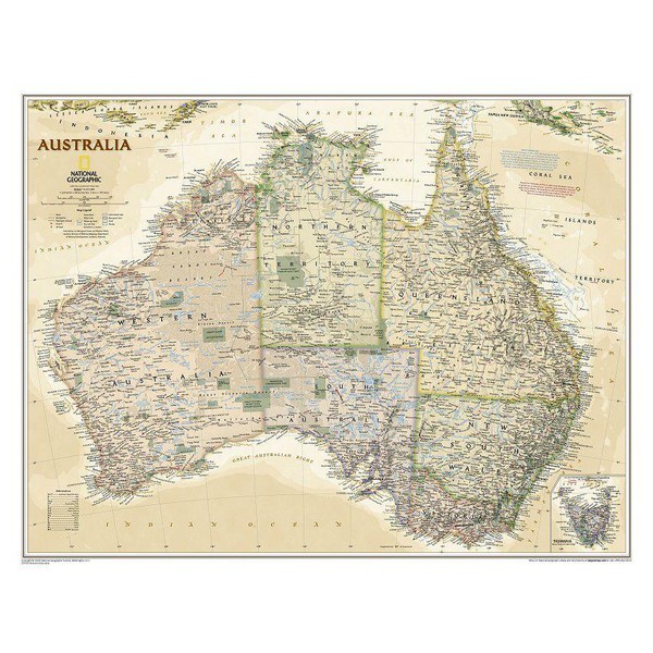 National Geographic mapa estilo antigo Austrália