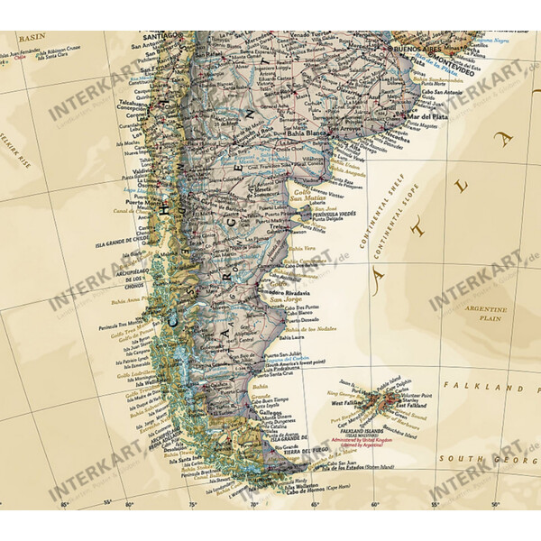 National Geographic mapa estilo antigo da América do Sul