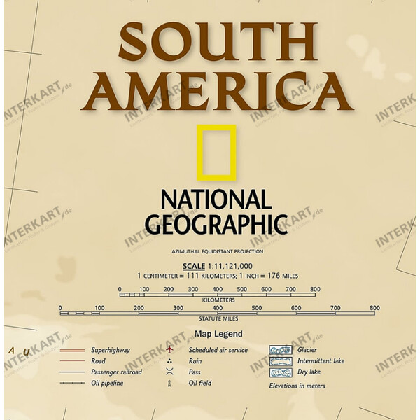 National Geographic mapa estilo antigo da América do Sul