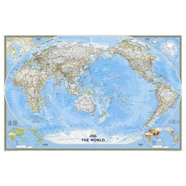 National Geographic Mapa mundial pazifikzentriert (185 x 122 cm)