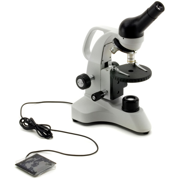 Optika Microscópio B-20 Solar, monocular, LED, com painel solar