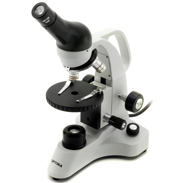Optika Microscópio B-20R, monocular, LED, com pilhas recarregáveis