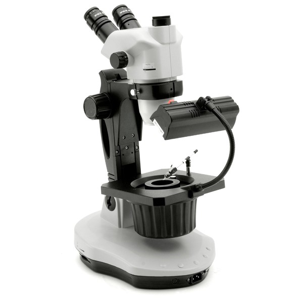 Optika OPTIGEM-2 Microscópio estéreo e zoom triocular para gemologia, base inclinável