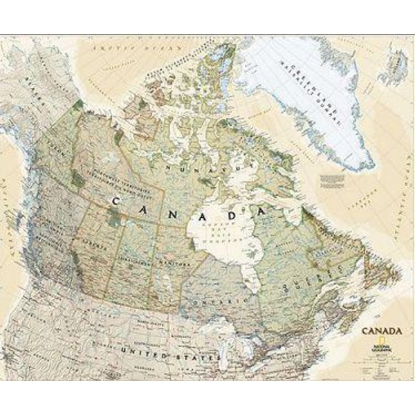 National Geographic Mapa estilo antigo do Canadá, laminado